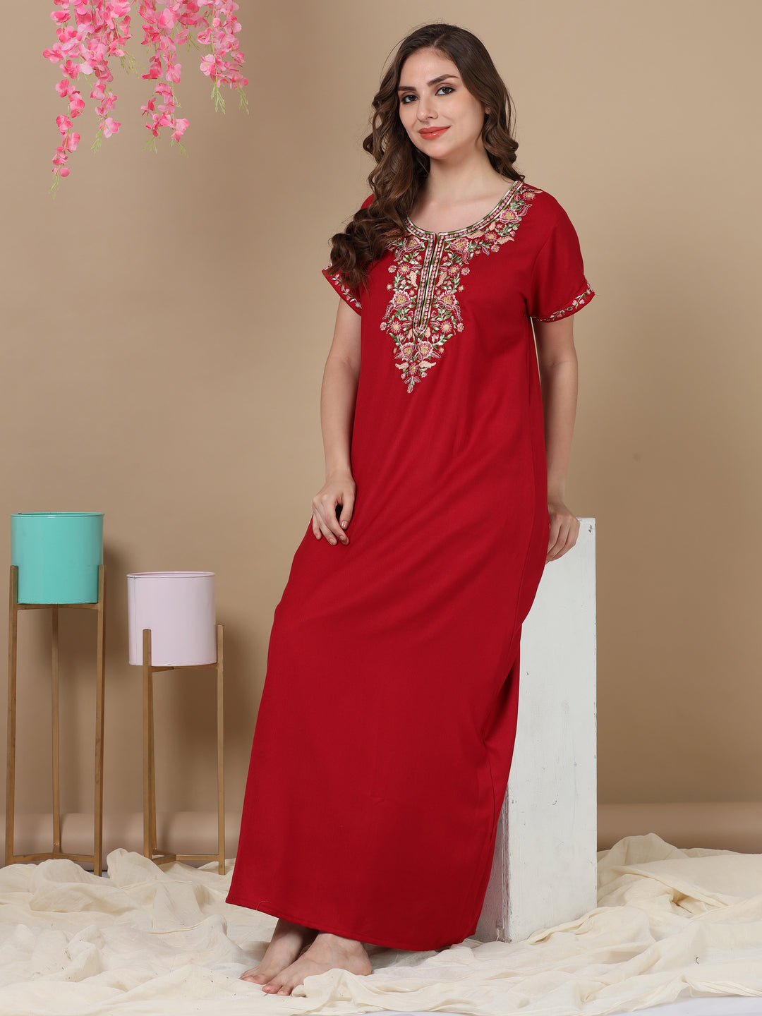 Maxi Nighty Designer Nightwear Online Shop Elegant Women Maxi Night Gowns  Online Parijaths
