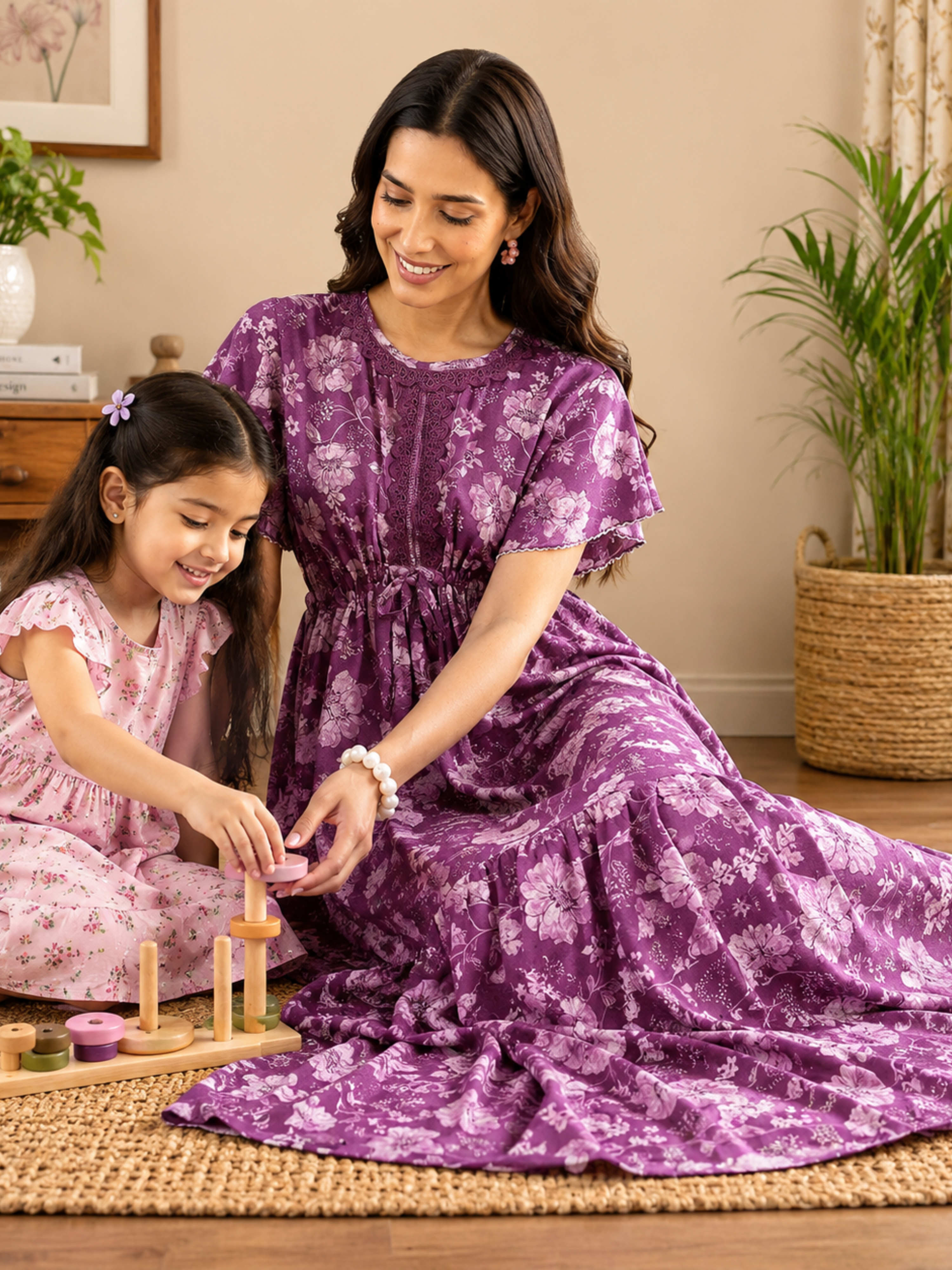 Buy Orchid Purple Floral Alpine Nighty for Women – 9shines label