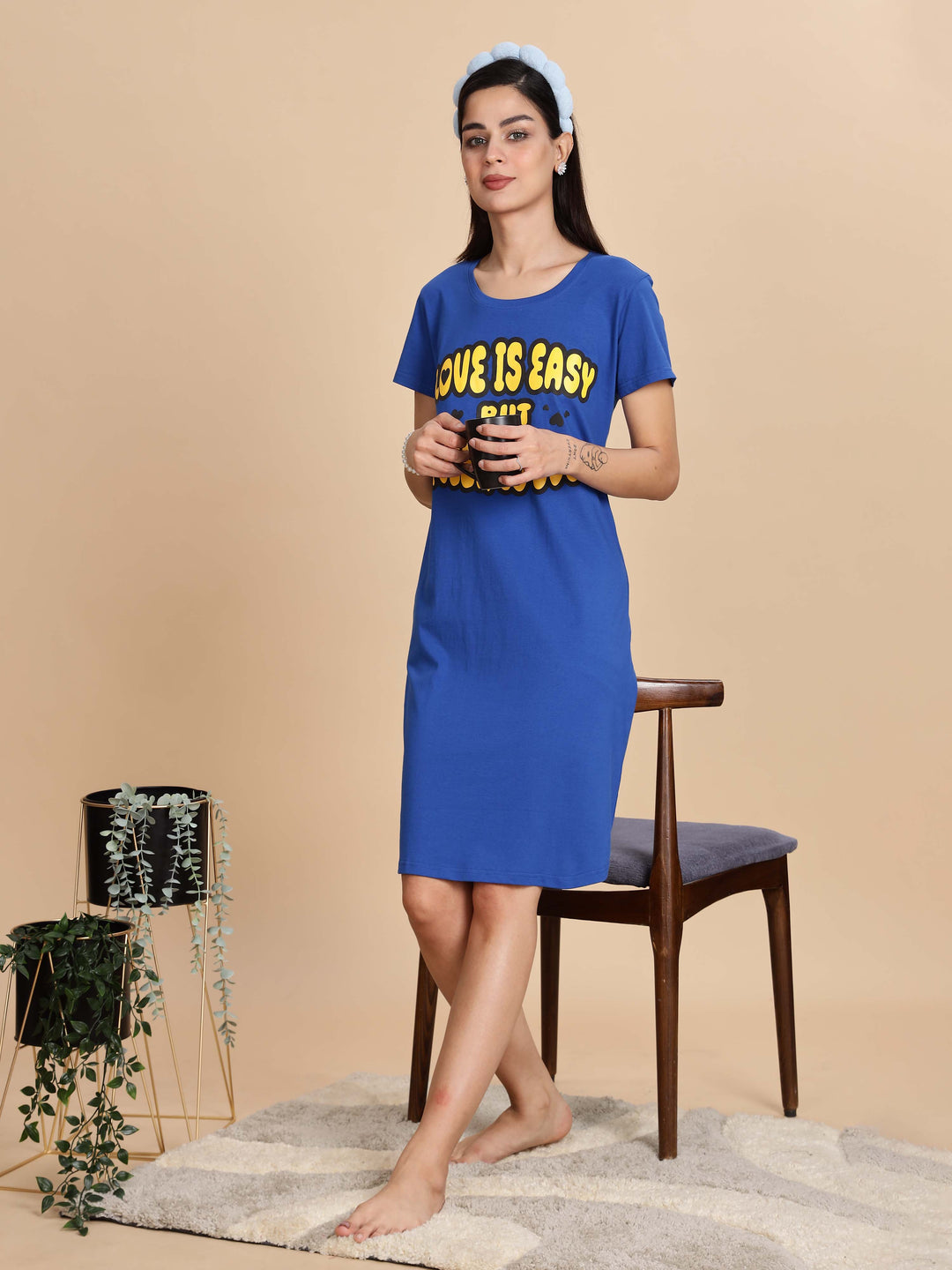 Graphic Short Nighty - knee Length Nightdress