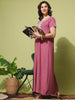 Aesthetic Embroidery Pastel Pink Nightgown For Women