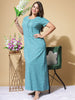 Fountain Blue Cotton Feeding Nighty for Maternity Wear