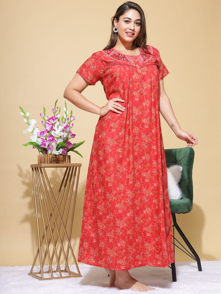 Graceful in Red : Designer Long Gown Crafted from Micro Poly Viscose