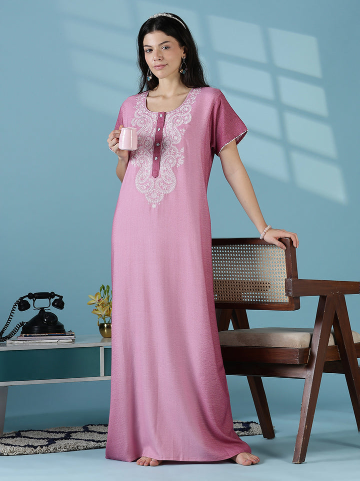 Whisper Rose Alpine Designer Nighty for Women Soft Comfort