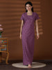 Violet Floral Cotton Blend Nighty for Women Soft Breathable