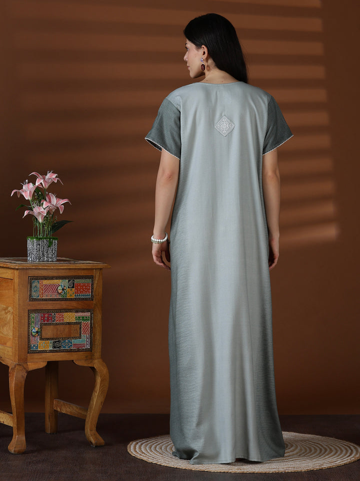 Whisper Sage Alpine Designer Nighty for Women Relaxed Fit
