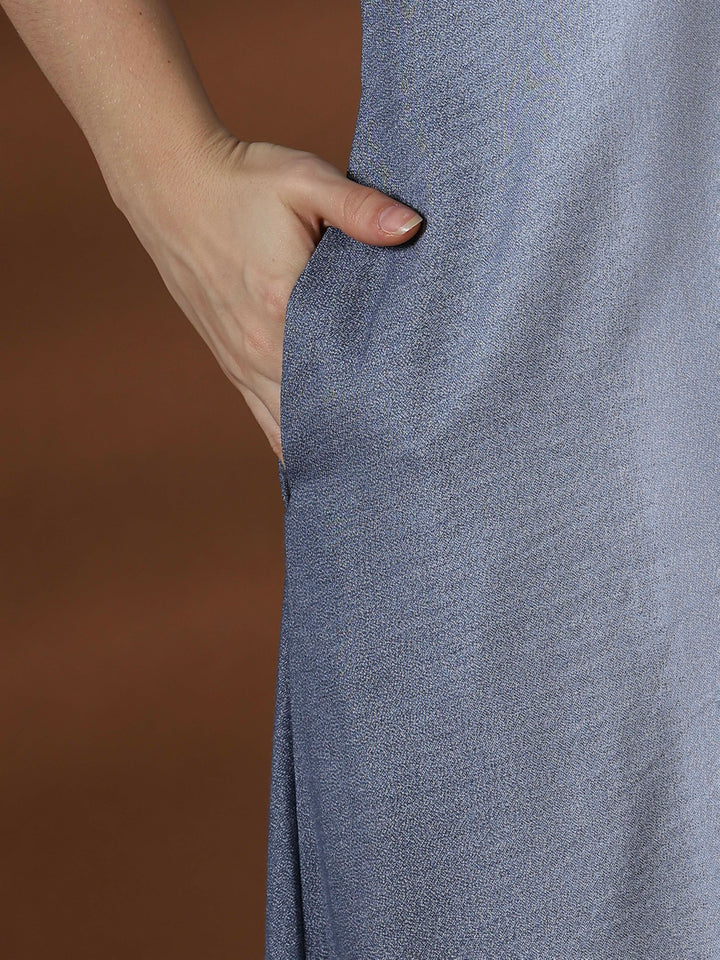 Whisper Grey Alpine Designer Nighty for Women with Embroidery