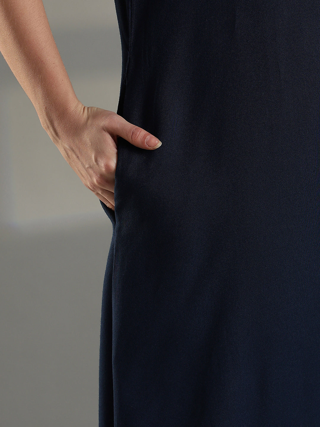 Navy Embroidered Cotton Blend Nighty for Women Elegant A Line