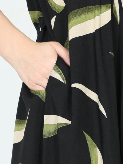 Rayon Maternity Feeding Nighty Black Green