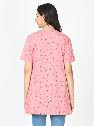 Hosiery Cotton Maternity Feeding Top Colar Pink