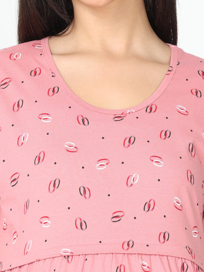 Hosiery Cotton Maternity Feeding Top Colar Pink