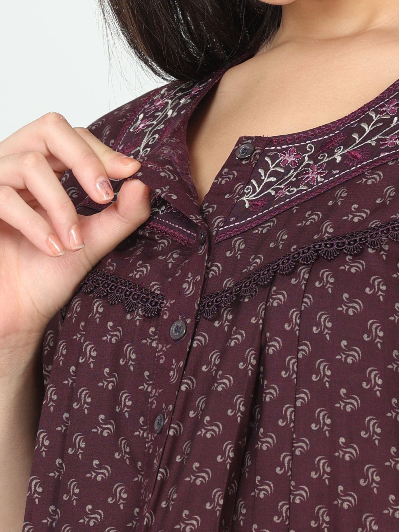 Polyester Viscose Designer Nighty Violet