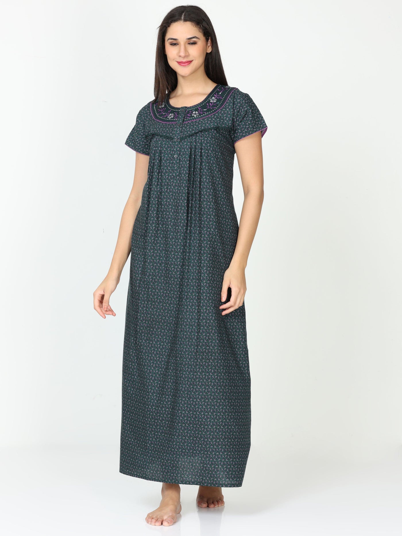Polyester Viscose Designer Nighty Green