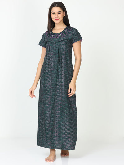 Polyester Viscose Designer Nighty Green