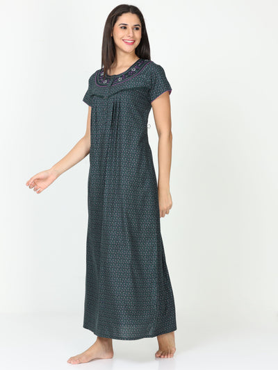 Polyester Viscose Designer Nighty Green