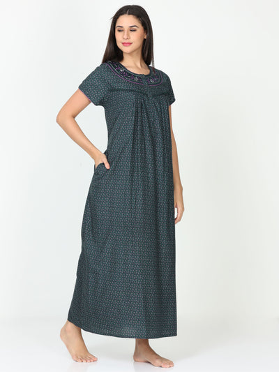 Polyester Viscose Designer Nighty Green