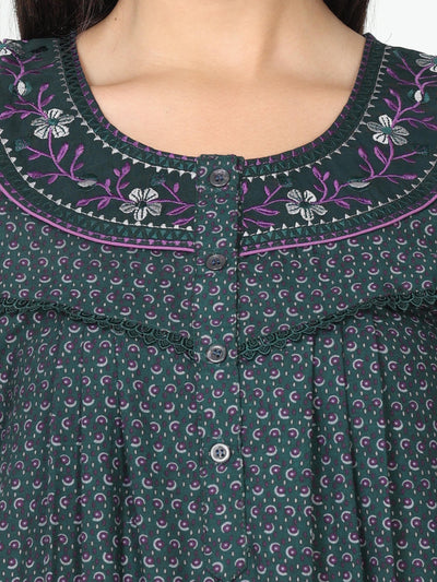Polyester Viscose Designer Nighty Green