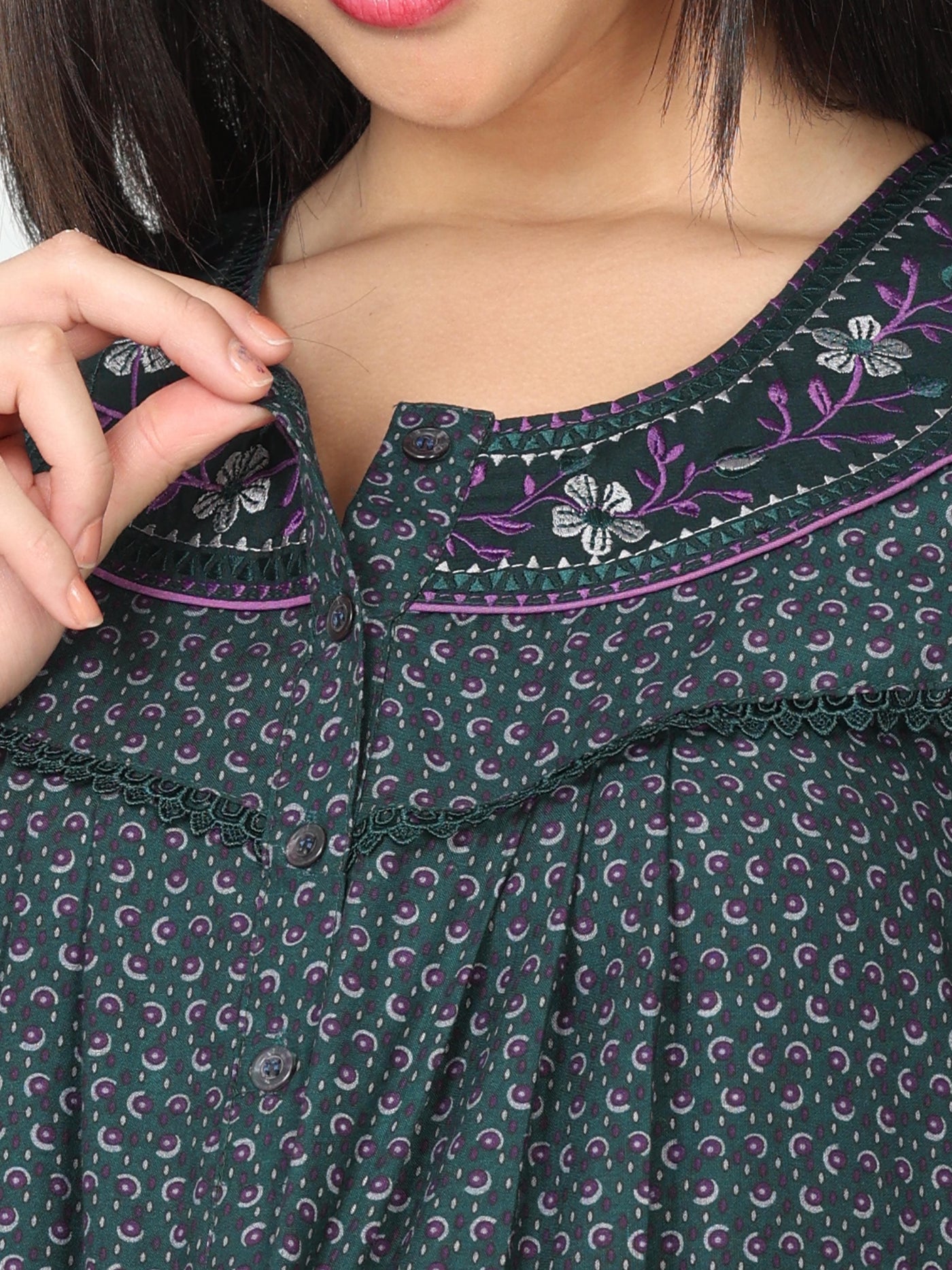 Polyester Viscose Designer Nighty Green