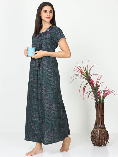 Polyester Viscose Designer Nighty Green