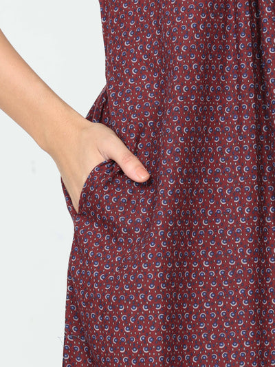 Polyester Viscose Designer Nighty Burgundy