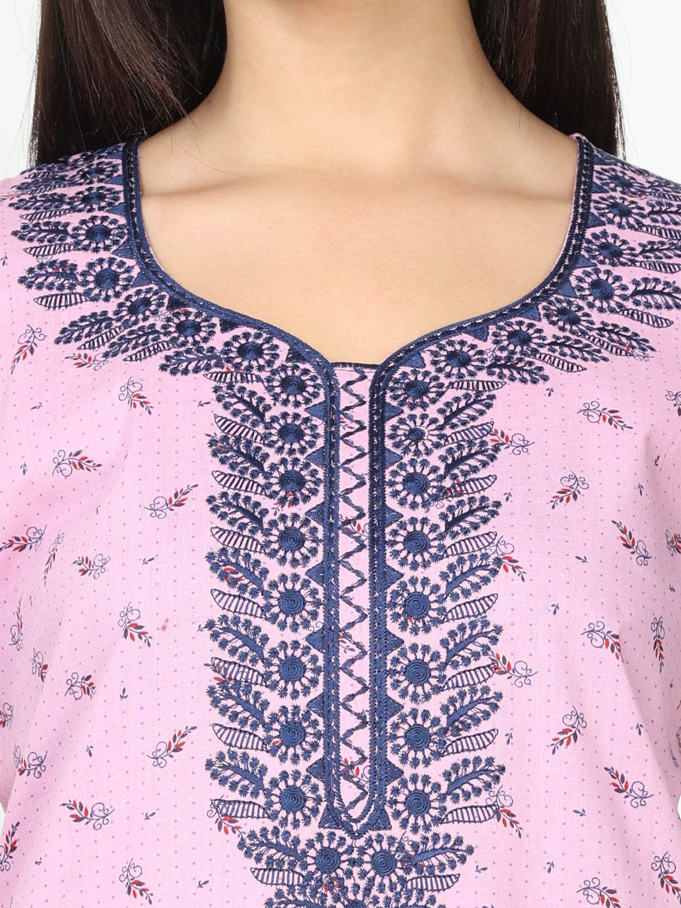 Pure Cotton Designer Nighty Pink Rose