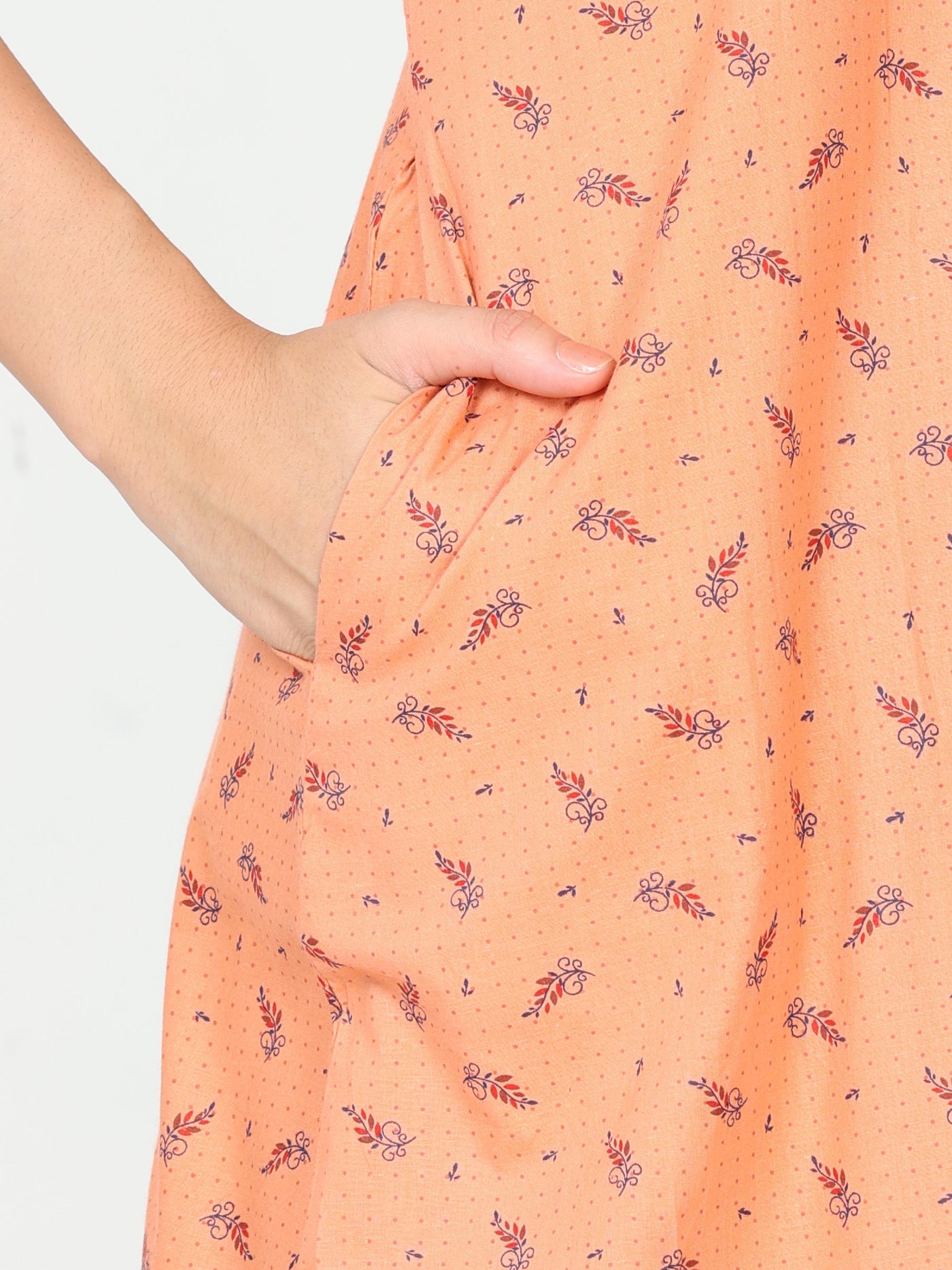 Pure Cotton Designer Nighty Sunset Orange