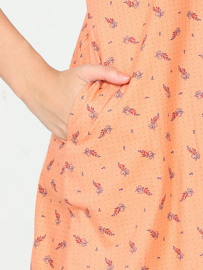 Pure Cotton Designer Nighty Sunset Orange