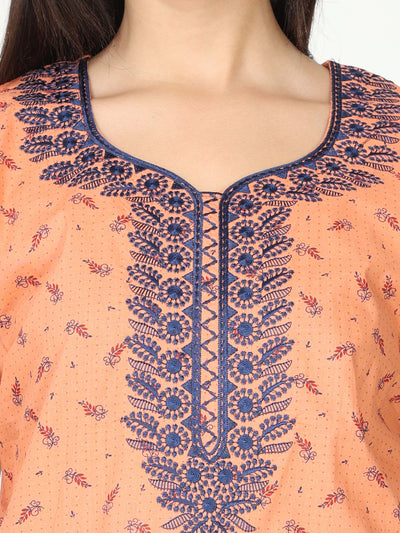 Pure Cotton Designer Nighty Sunset Orange