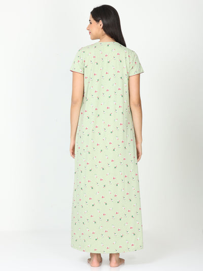 Cotton Blend Designer Nighty Mint Green