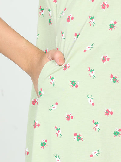 Cotton Blend Designer Nighty Mint Green