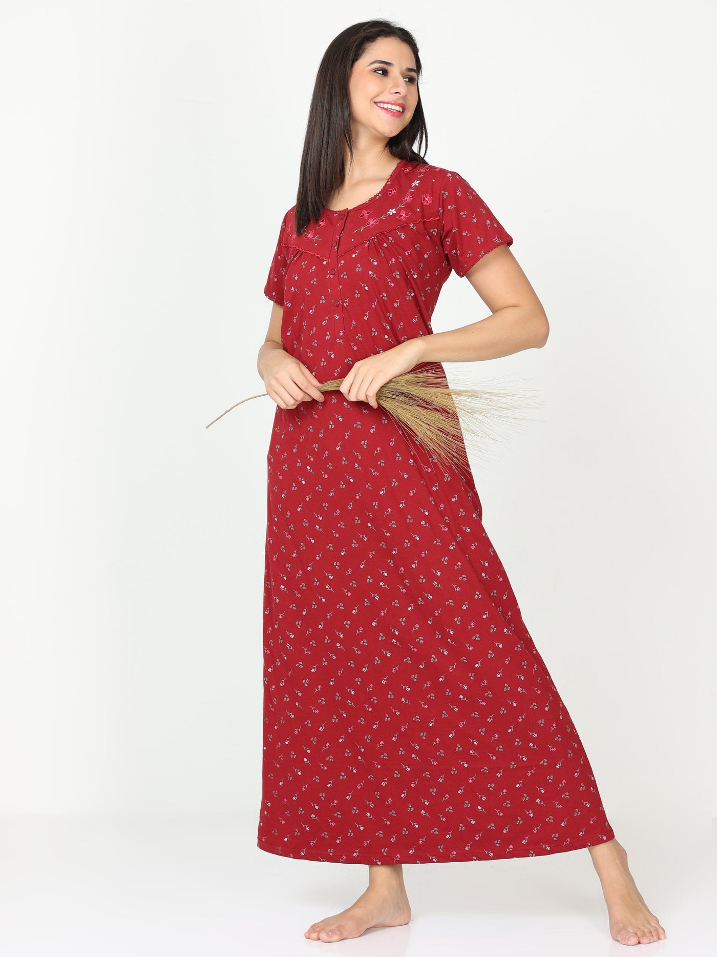 Cotton Blend Designer Nighty Ruby