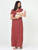 Indian Red Feeding Nighty in Cotton Blend for Women