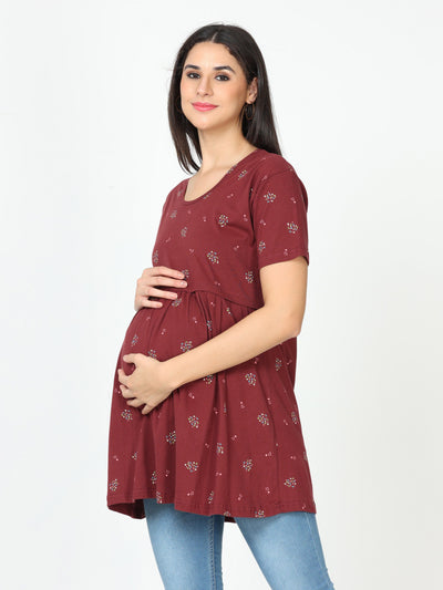 Hosiery Cotton Maternity Feeding Top Dark marron