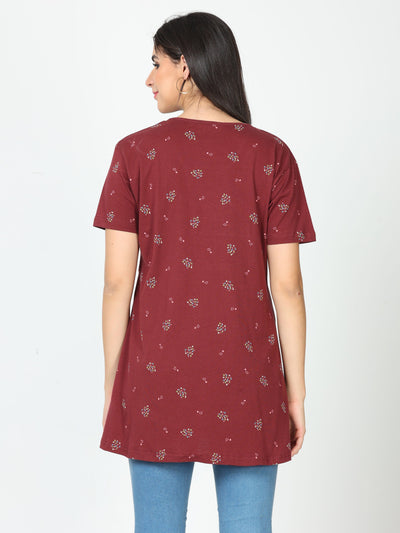 Hosiery Cotton Maternity Feeding Top Dark marron