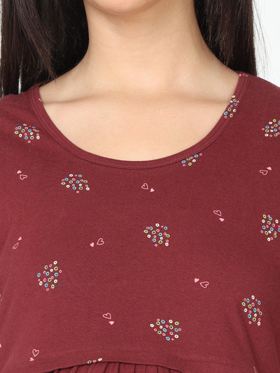 Hosiery Cotton Maternity Feeding Top Dark marron