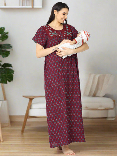 Alpine Maternity Feeding Nighty Dark Red