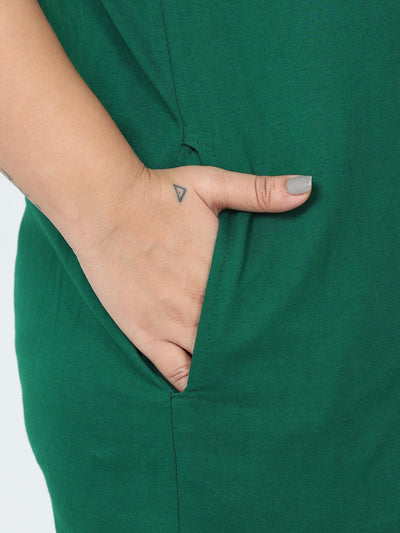 Hosiery Cotton Short Nighty Plus Size Green