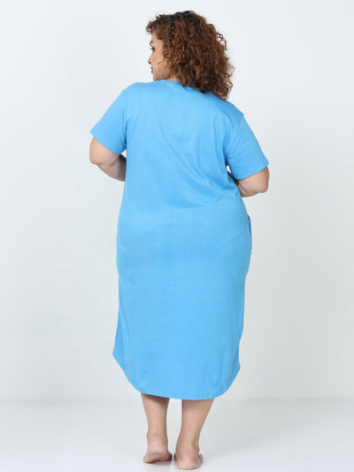 Ocean Blue Hosiery Cotton Short Nighty Plus Size