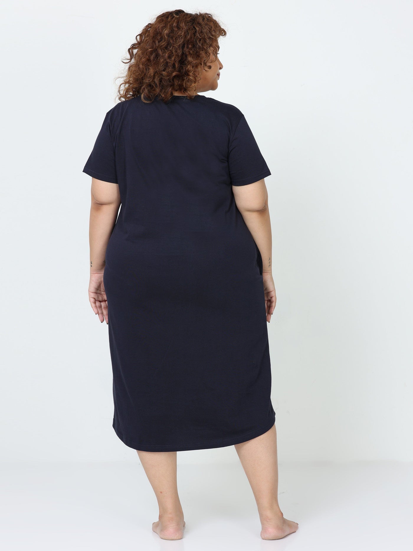 Hosiery Cotton Short Nighty Plus Size Midnight Blue