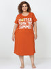 Relaxed Fit Sunset Orange Cotton Short Nightdress for Women