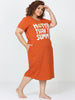 Relaxed Fit Sunset Orange Cotton Short Nightdress for Women
