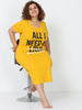Vibrant Fire Yellow Cotton Printed Short Nighty for Women