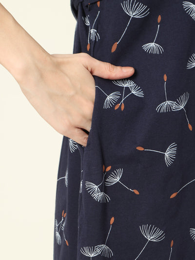 Hosiery Cotton Maternity Nighty Dark Blue