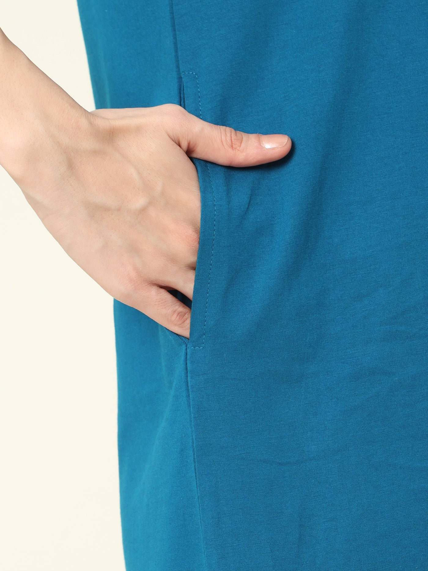 Hosiery Cotton Short Nighty Hindi Blue