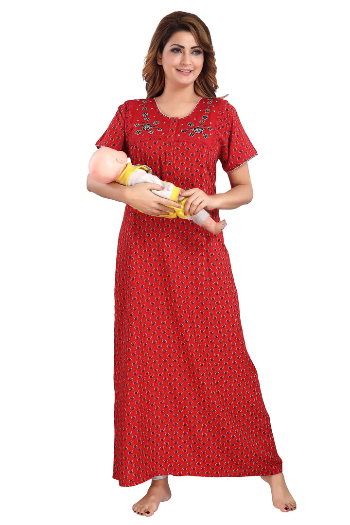 Alpine  Maternity Feeding Nighty | Red