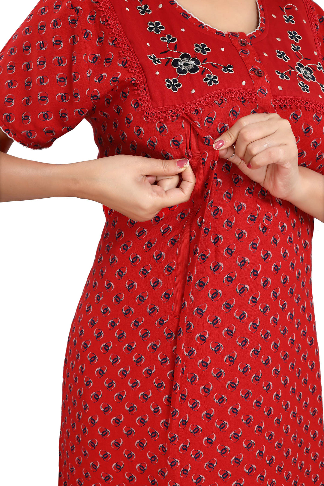 Alpine  Maternity Feeding Nighty | Red