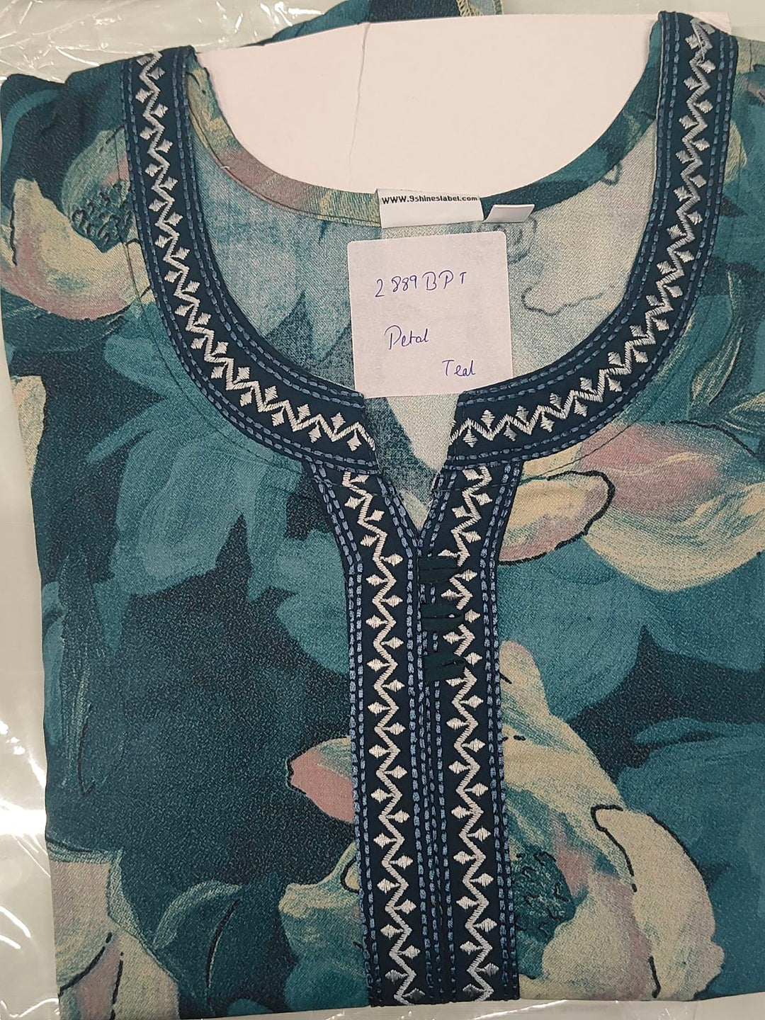 Petal Teal Floral Print Designer Nighty for Women Soft Fit