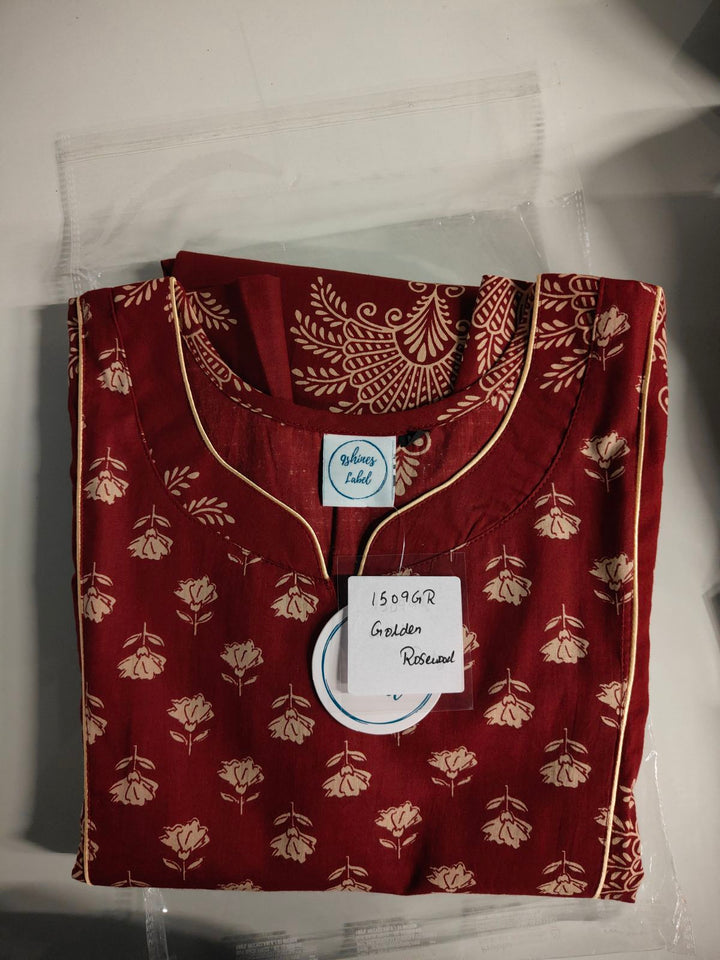 Soft Pure Cotton A Line Nighty with Traditional Jaipuri Print