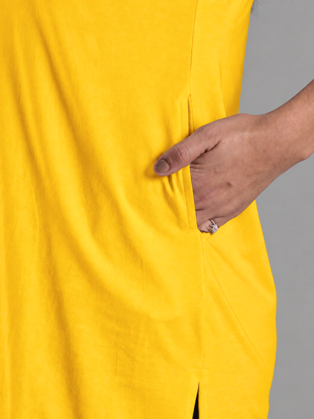 Fire Yellow Long T Shirt Nighty in Hosiery Cotton Comfort Fit