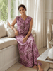 Alpine Mauve Oversized Floral Print Sleeveless Designer Nighty