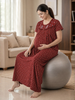 Royal Maroon Feeding Nighty with Embroidery Detail